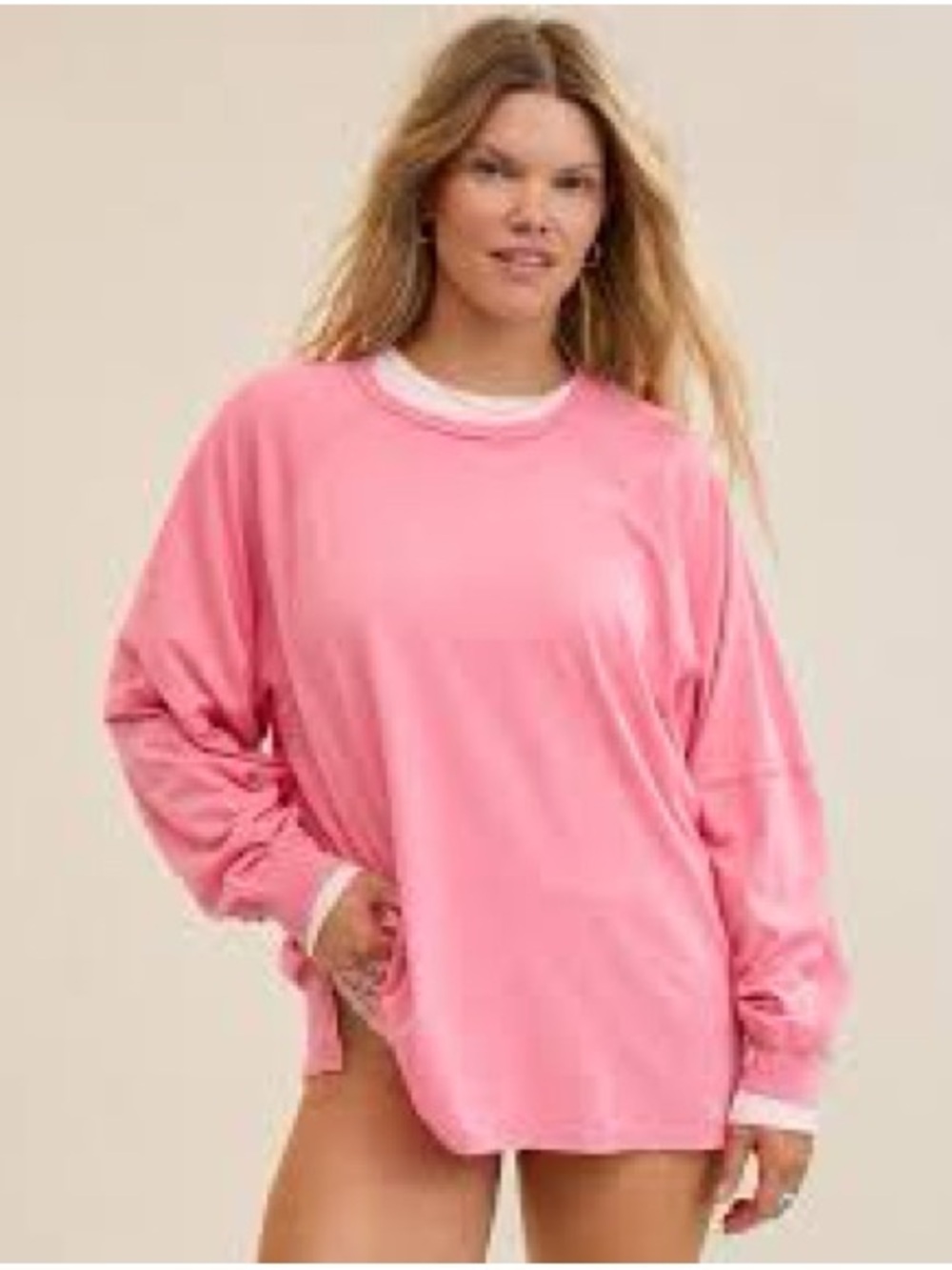 aerie Pink Oversized Crewneck light Sweatshirt